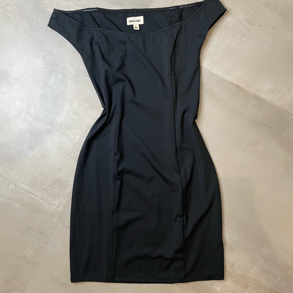 Open Edit Black Off-Shoulder Bodycon Dress - Size S